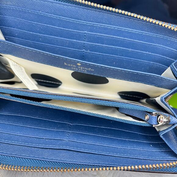 Kate Spade NEW YORK Two-Tone Blue Saffiano Leather Slim Bifold Wallet EUC - Picture 15 of 15